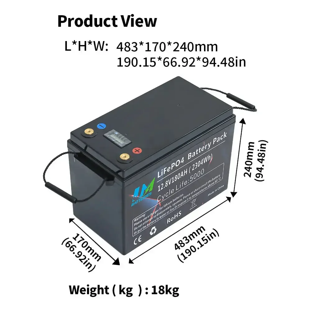 12.8V 180AH Rechargeable Lithium Ion Batteries - Image 3