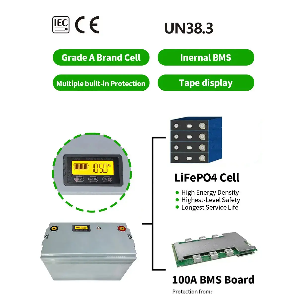25.6V 100AH 2.56KWH Solar Energy Lithium Battery - Image 6