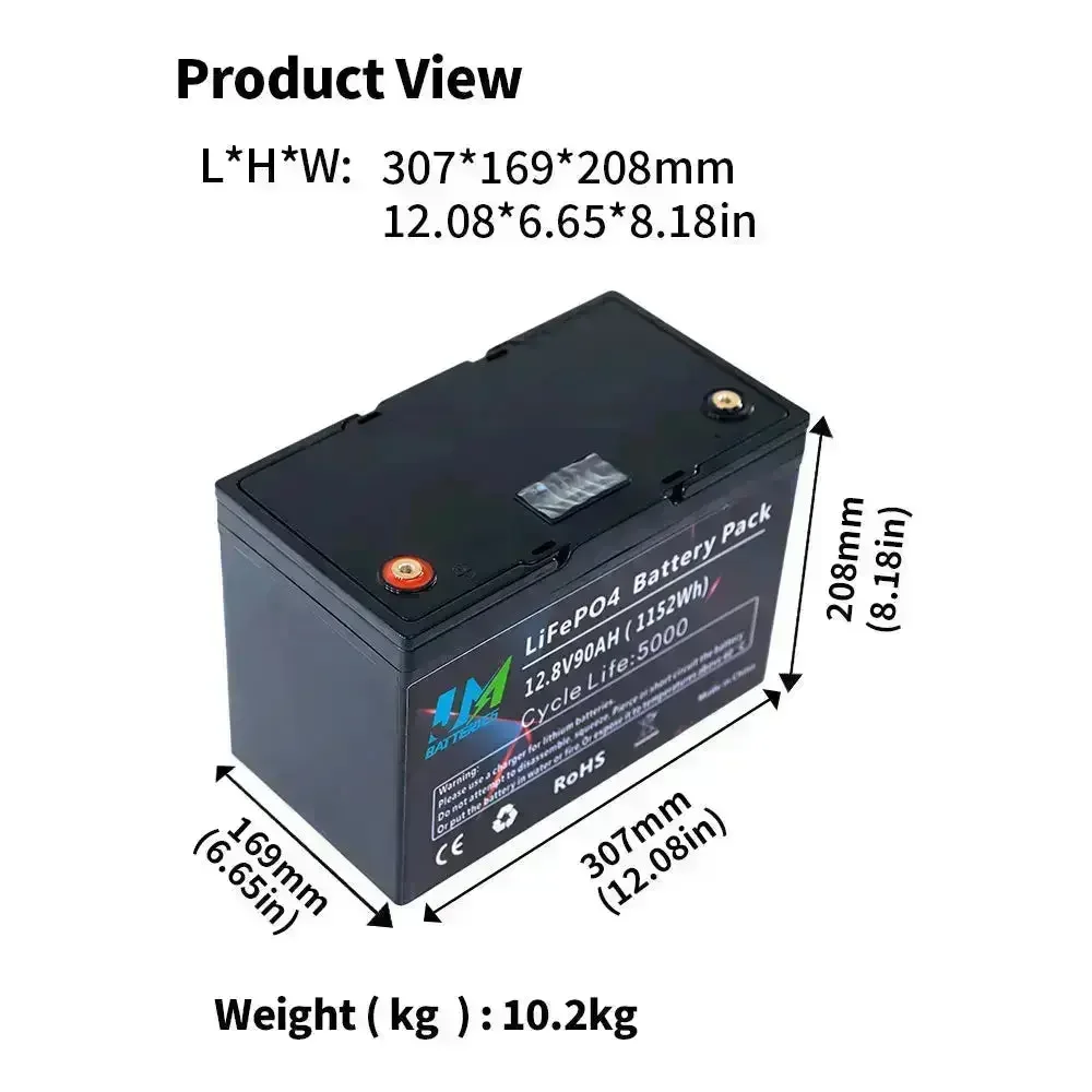12.8V 90AH Lithium Ion Battery Solar Storage System LiFePO4 Battery - Image 3