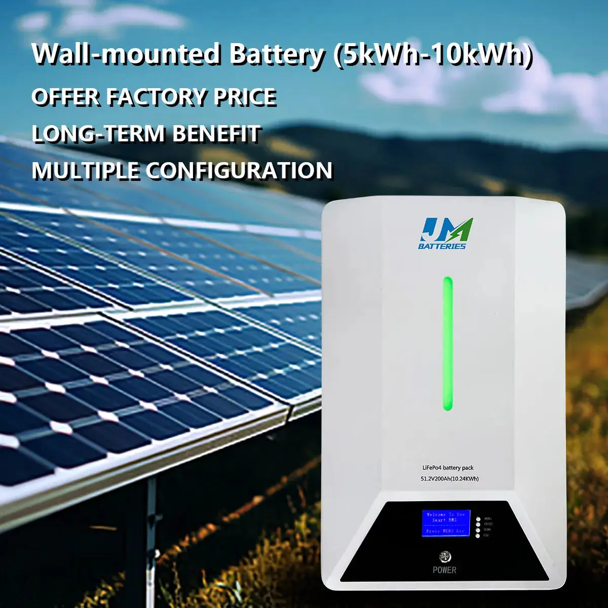 51.2V 200AH 10KWH Wall Mounted Lithium Battery - Image 3