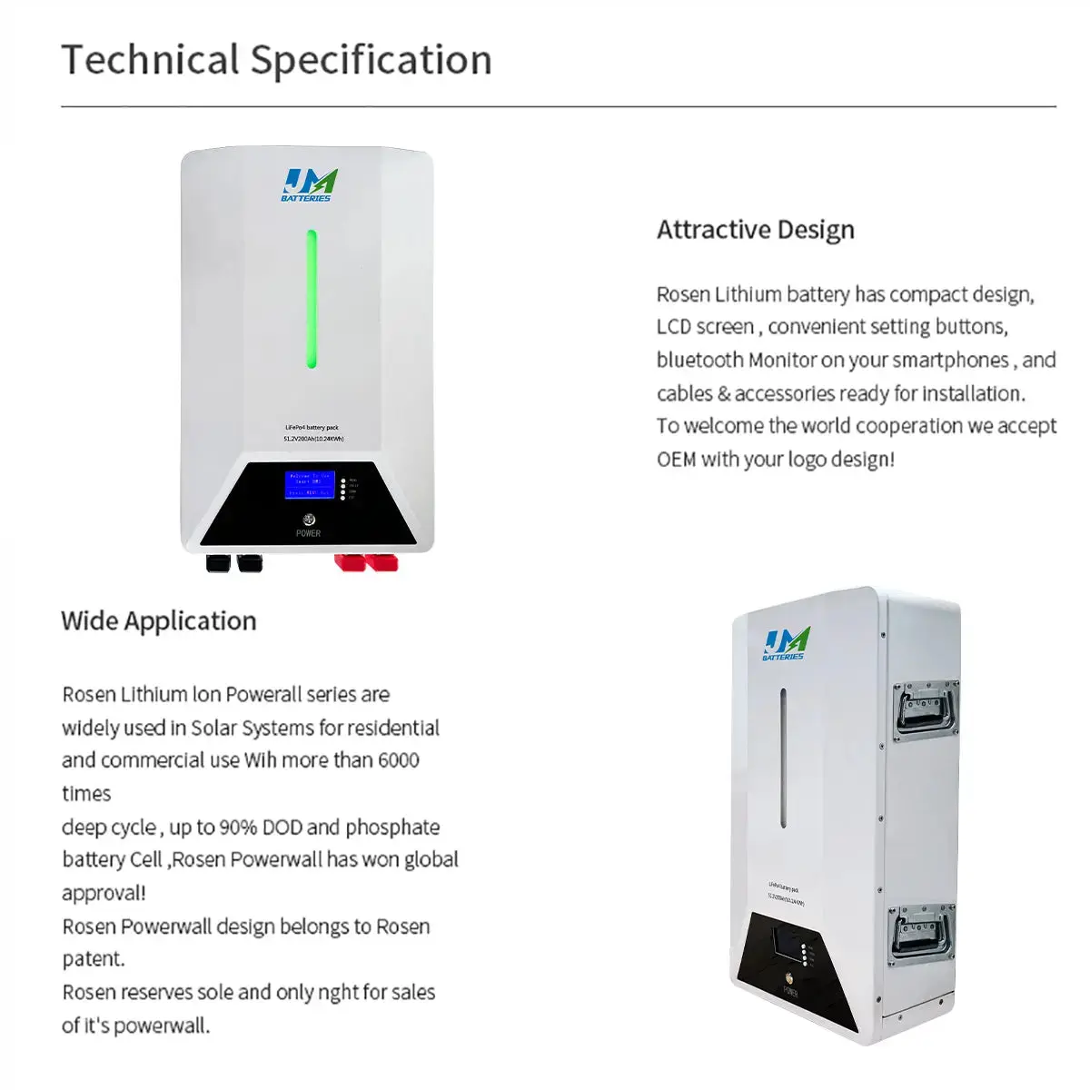 51.2V 200AH 10KWH Wall Mounted Lithium Battery - Image 5