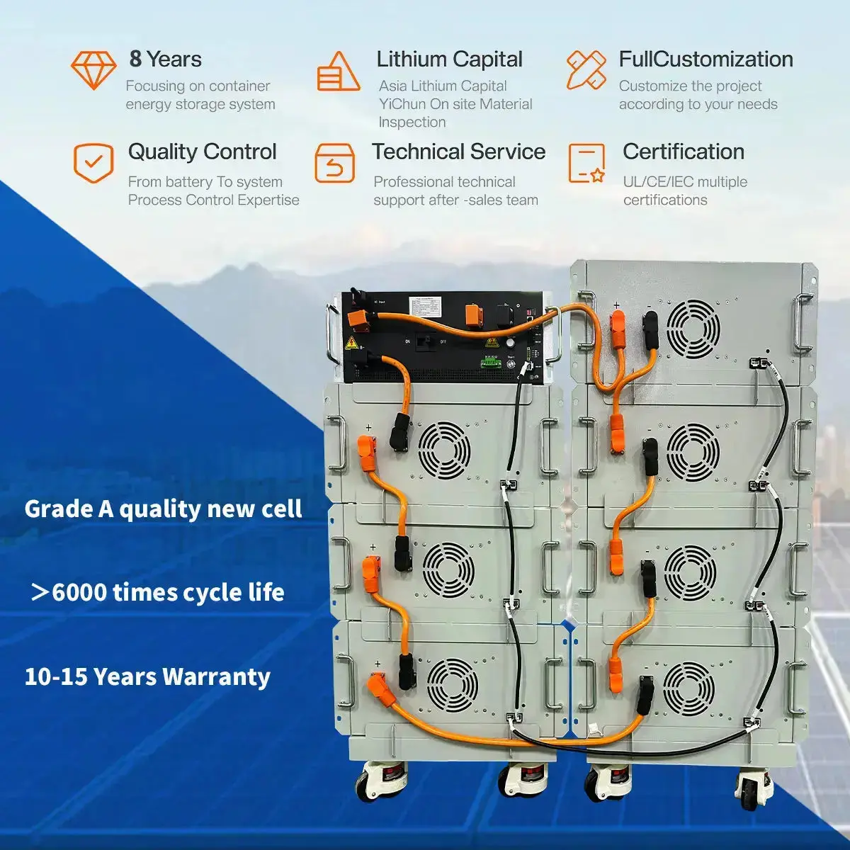 240V 96V 336V 384V 280AH High Voltage Solar LiFePO4 Rechargeable Lithium Battery - Image 5