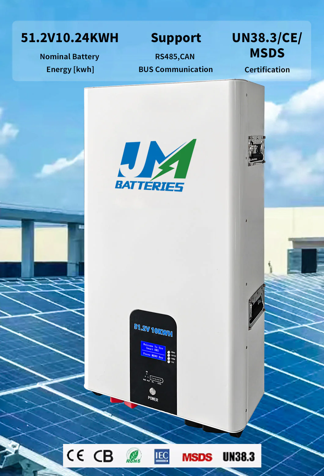 JM 10kwh 51.2V 200ah lifepo4 solar battery 51.2v 200ah lifepo4 wall mount battery - Image 3