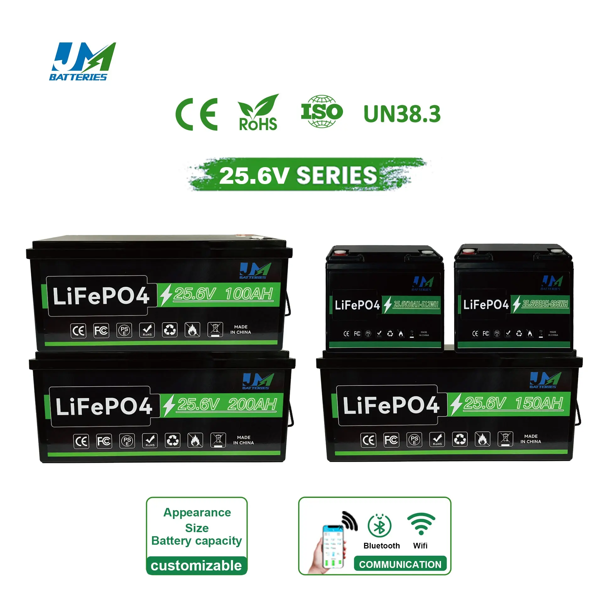 JM Lifepo4 Lithium-Ion Battery 25.6V 100AH 150AH 200AH Multiple Sizes Available Battery - Image 10